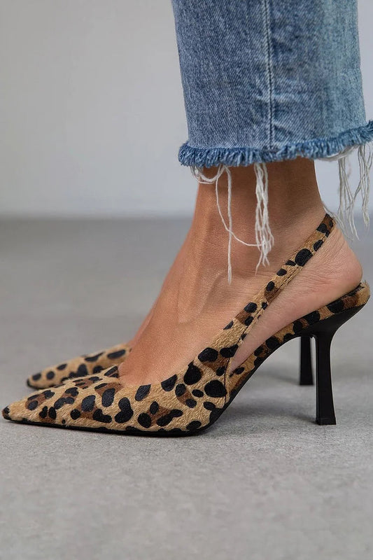 Ambra™ | Leopardmønstrede højhælede sko med bagrem