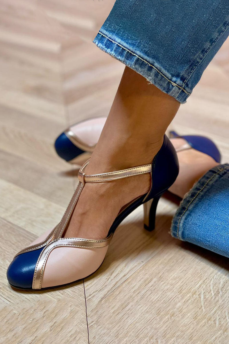 Alessia™ | Farverige og komfortable T-strap pumps med rund tå