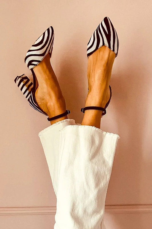 Zebrina™ | Sandaler med mellem høje hæle og zebra print