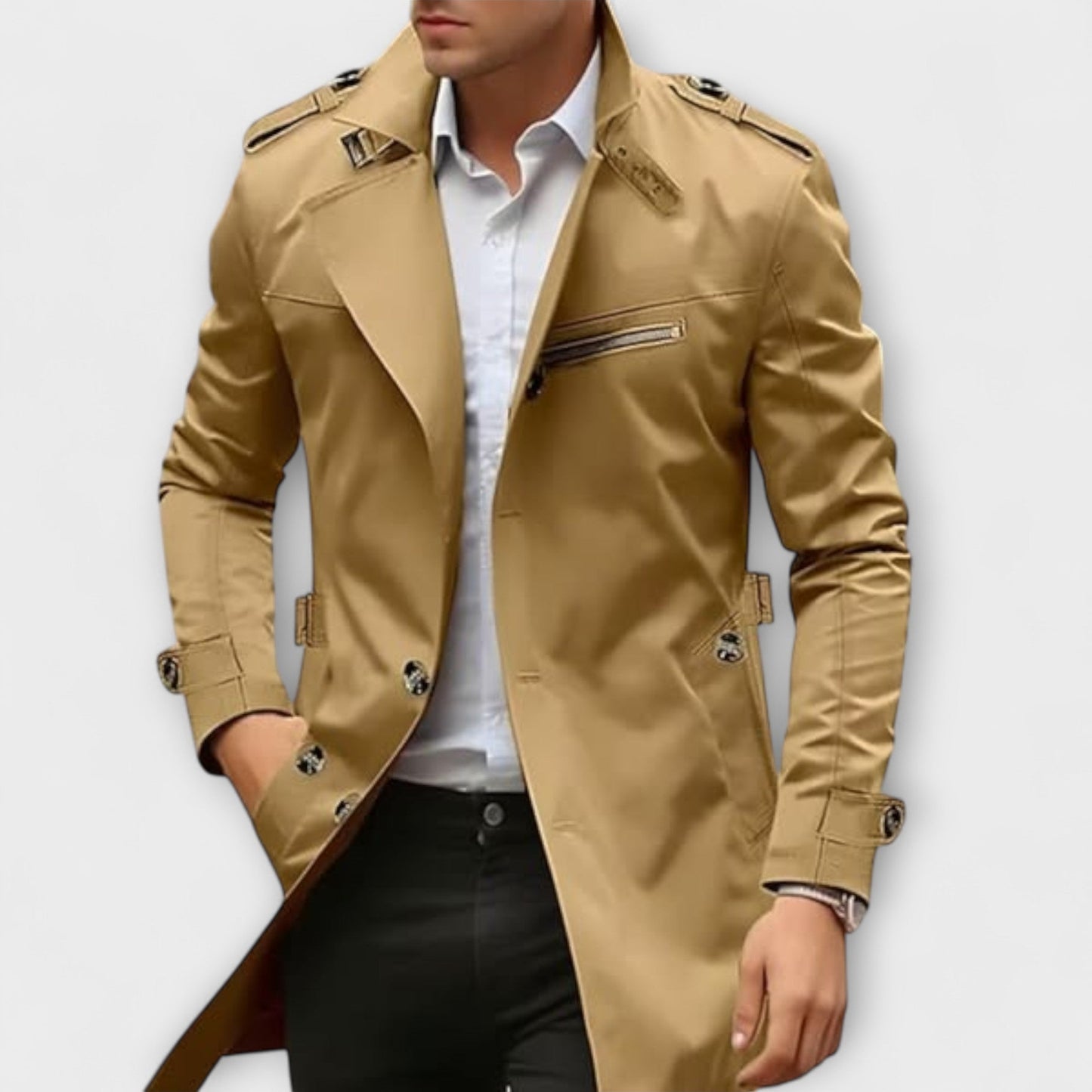 Léandro | Klassisk Herre-Trenchcoat i Beige