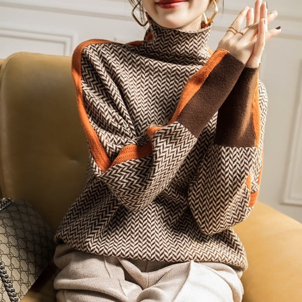 Eleanor | Herringbone Luxe Rullekrave Sweater