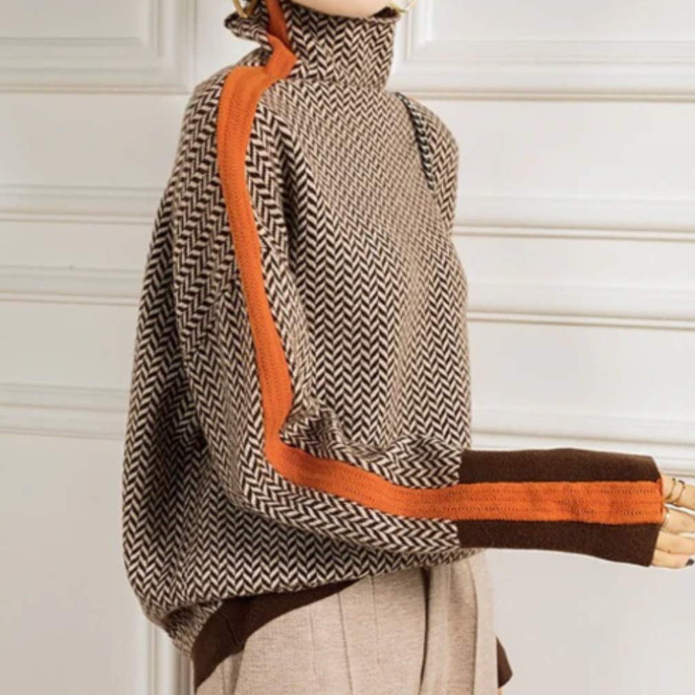 Eleanor | Herringbone Luxe Rullekrave Sweater