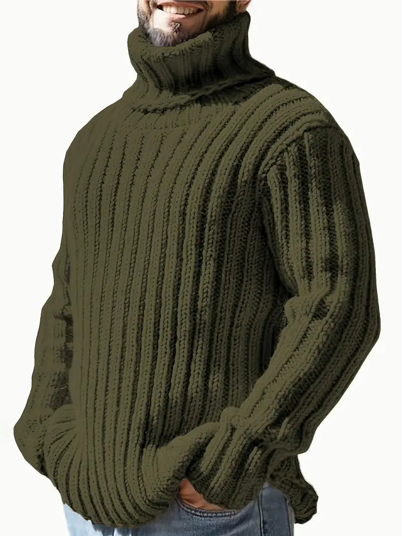 Lysander – Pullover Med Høj Krave Og Ribstrik