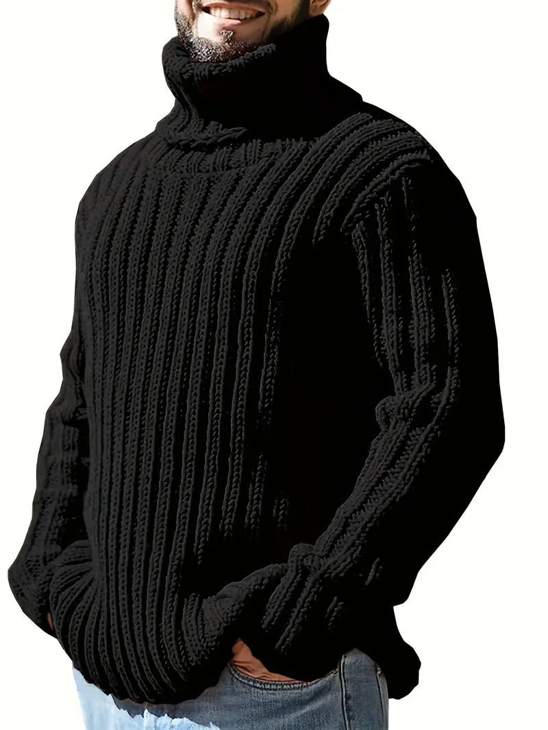 Lysander – Pullover Med Høj Krave Og Ribstrik