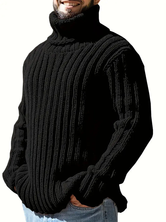 Lysander – Pullover Med Høj Krave Og Ribstrik