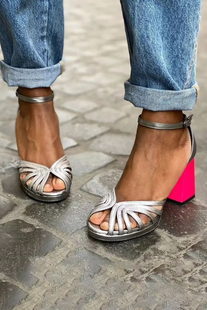 Seraphina™ | Skinnende sandaler med tyk hæl og elegant spænde
