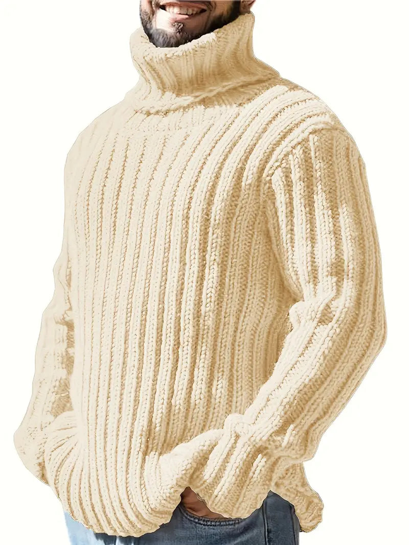 Lysander – Pullover Med Høj Krave Og Ribstrik