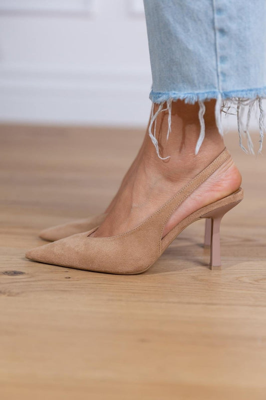 Marlena™ | Slingback stiletter i nude med høj hæl