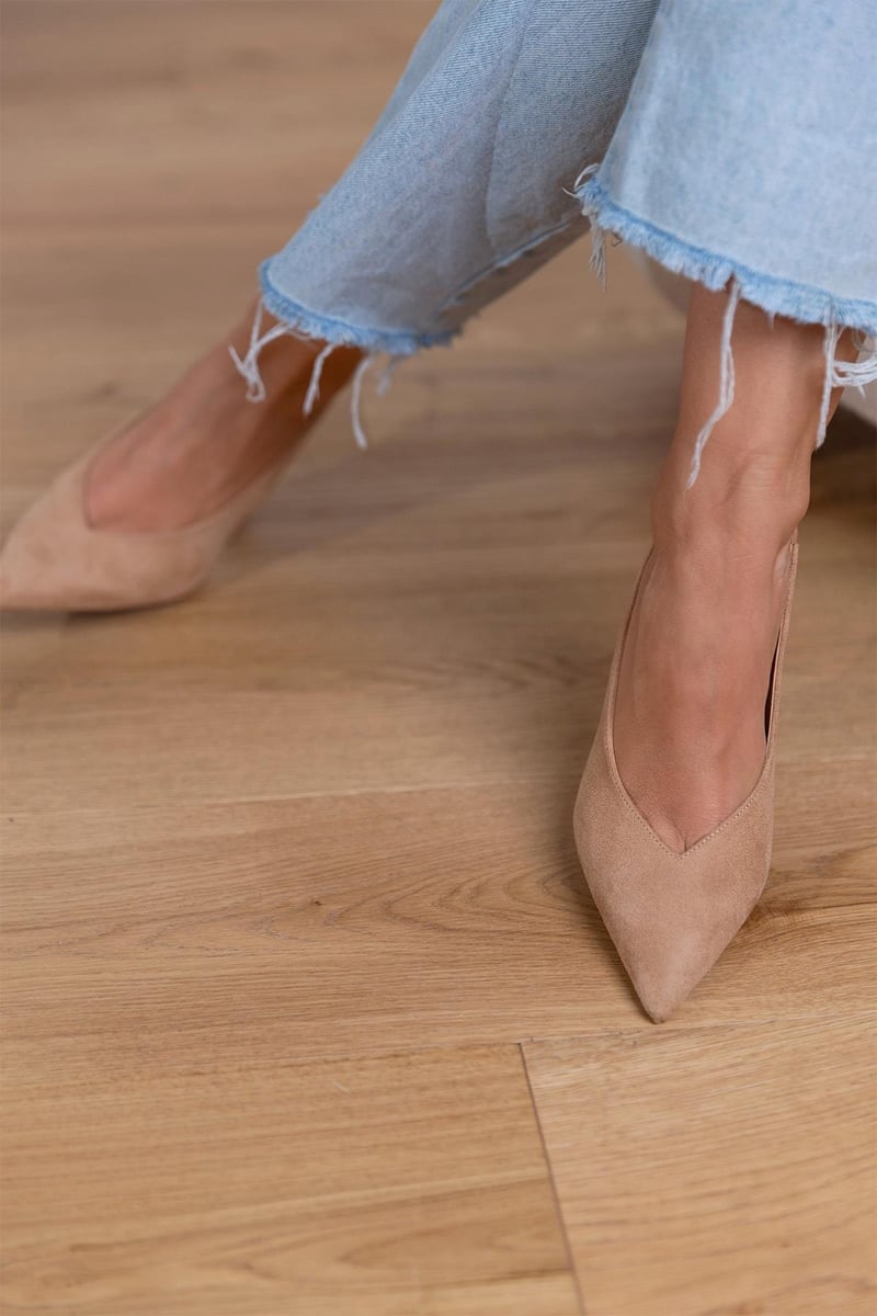 Marlena™ | Slingback stiletter i nude med høj hæl