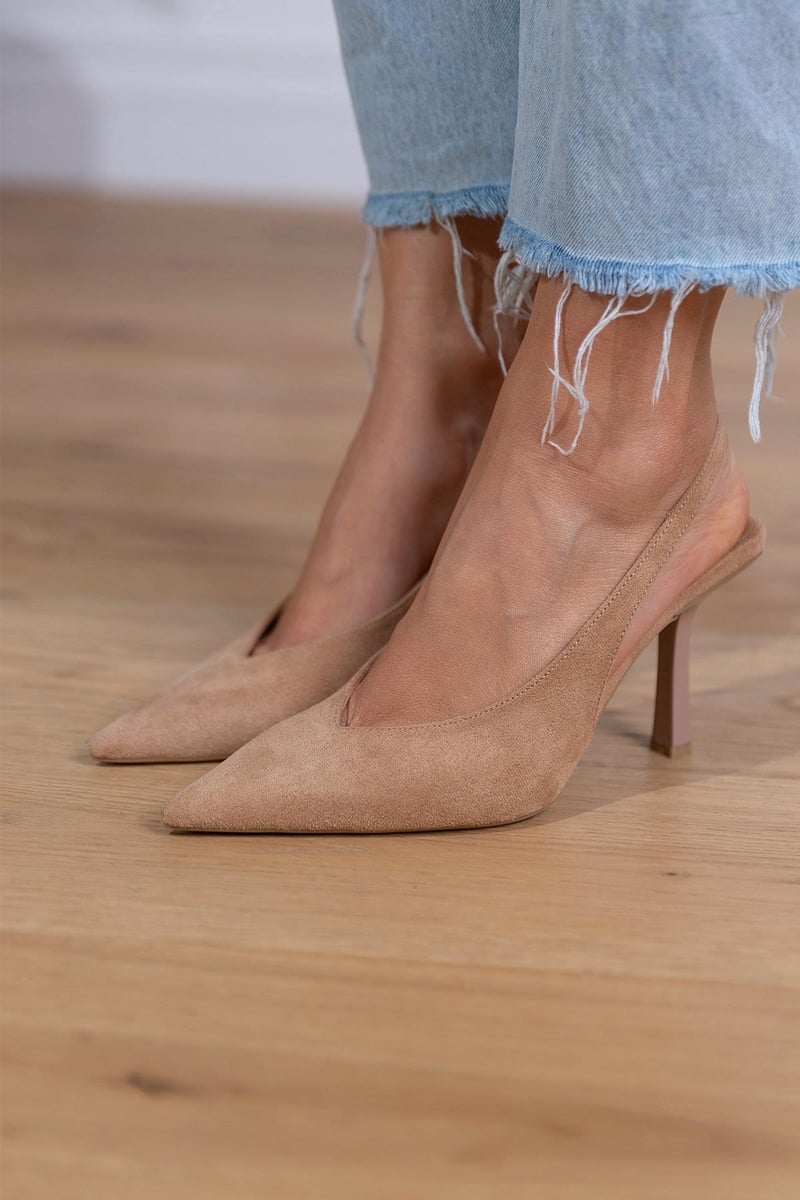 Marlena™ | Slingback stiletter i nude med høj hæl