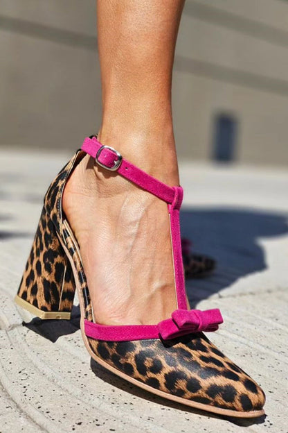 Leontina | Grønne sandaler med leopardmønster og farvet accent