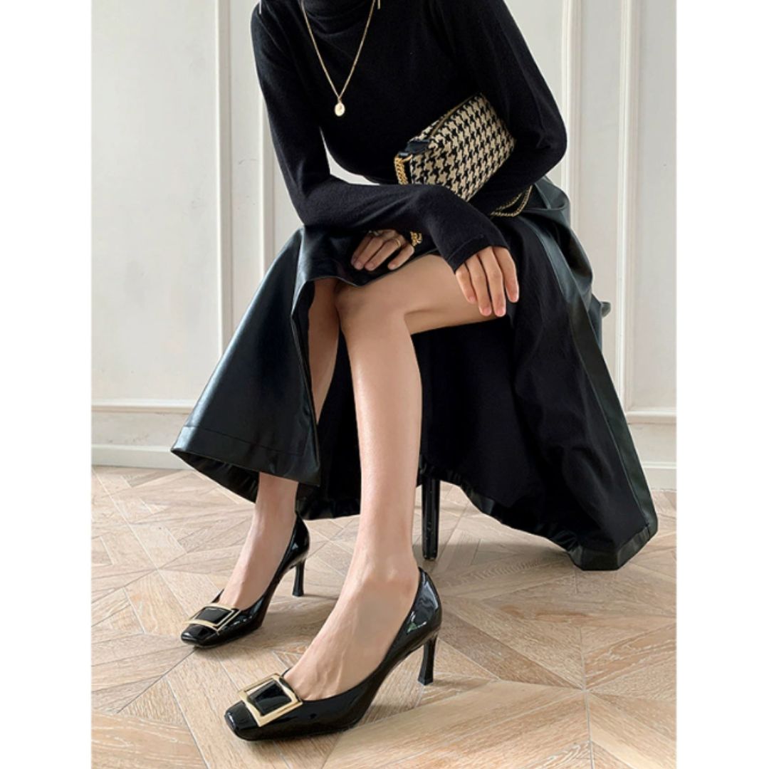 Narella™ | Elegante sandaler med mellem høj hæl og firkantet tå