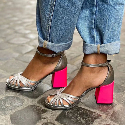 Seraphina™ | Skinnende sandaler med tyk hæl og elegant spænde